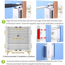 Easy to Install Magnetic Cabinet Door Catch for Drawers and Cabinets, Wide Application Stainless Steel Cabinet Latch with Strong Magnetic Force,