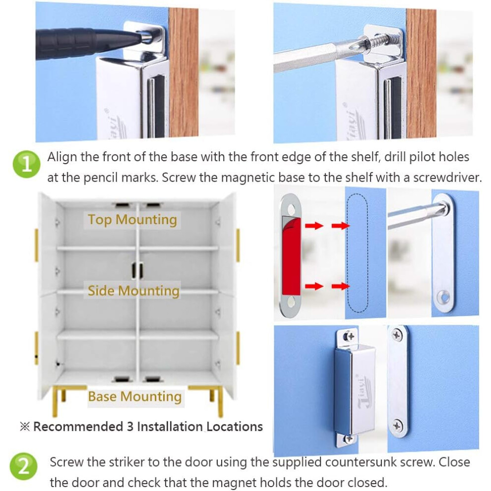 Easy To Install Magnetic Cabinet Door Catch For Drawers And Cabinets, Wide Application Stainless Steel Cabinet Latch With Strong Magnetic Force, 9128293855136
