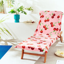 Catherine Lansfield Cherries Cotton 78x200cm Beach Sun Lounger Towel Pink