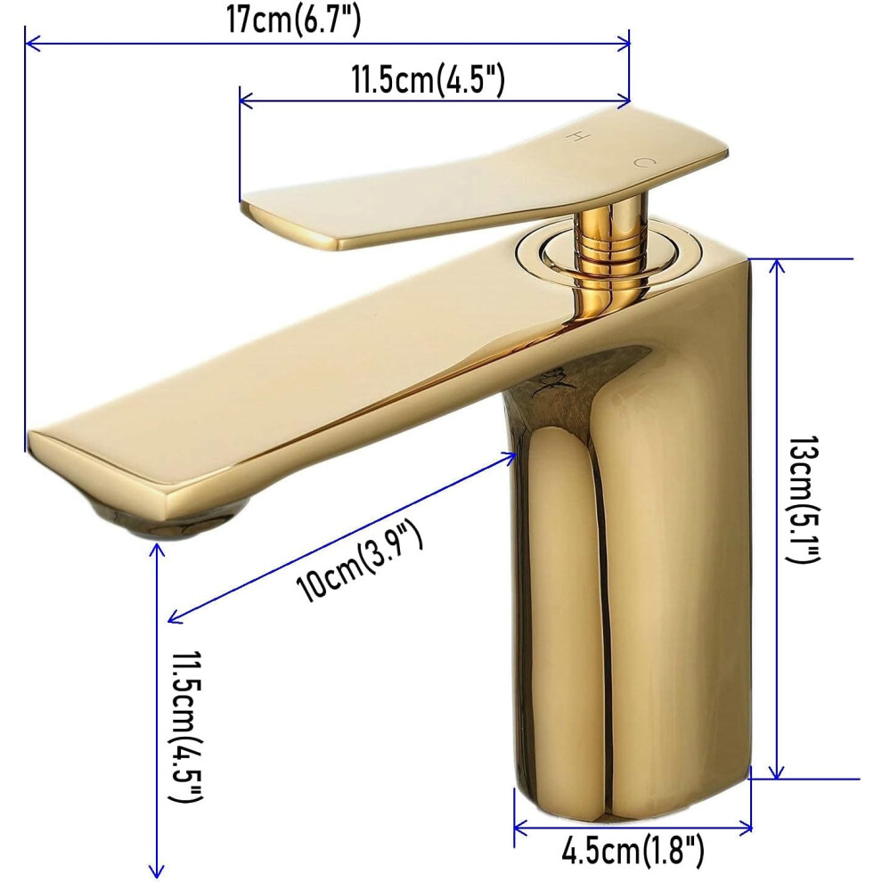 Gold Polished Solid Brass Construction Bathroom Sink Faucet, Touchless Faucets Enhance Hygiene While Hole Type Outlet Design Ensures Quieter Water 9128293461221