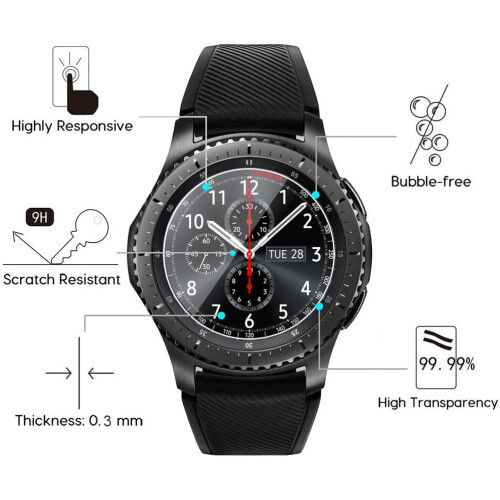 Προστατευτικό οθόνης Sensitive Clarity για Samsung Gear S3, στρογγυλεμένες άκρες 2.5D με υλικό 1