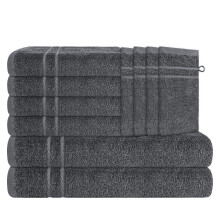 Olivia Rocco Maris 10 Pack Towel Bale Set Bathroom Towels 2 Bath Towel 4 Hand Towel & 4 Glove Cotton Hotel Quality Soft and Super Absorbent, Charcoal