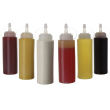 Dispenserflasker for sauser, påfyllbar klar klemflaske med ergonomisk design og måleskala, klemflasker for sauser med lekkasjesikker