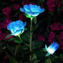 Solarbetriebene Rosen-Pflanzenstecker, einfach zu installierende künstliche Blumen für Garten, Balkon und Rasen, wasserdichte, realistische