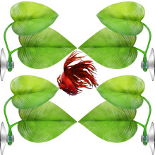4-delat Betta Leaf-hängmatteset, lätt, realistisk, 3,8 x 10 cm, ingen BPA, sugkoppsmonterad för enkel installation, skapar ett naturligt vattenliv