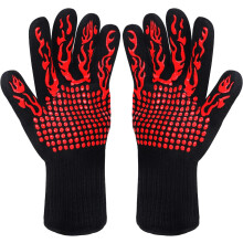 Gants de barbecue résistants à la chaleur avec grip en silicone antidérapant pour une protection optimale, intérieur confortable, lavables en