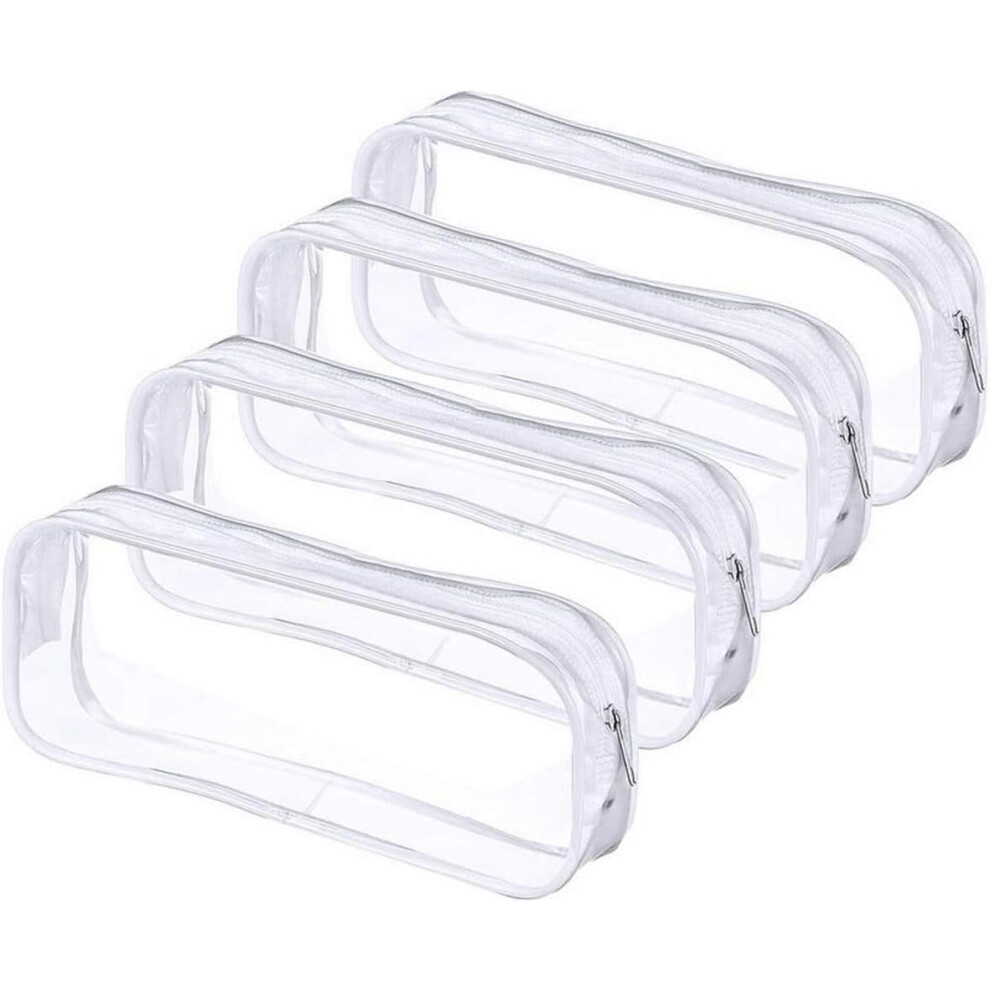 TSA-Compliant Zippered Cosmetic Bags, 4-Pack White Containers For Travel-Size Personal Care Items, Portable And Transparent Storage Solutions With