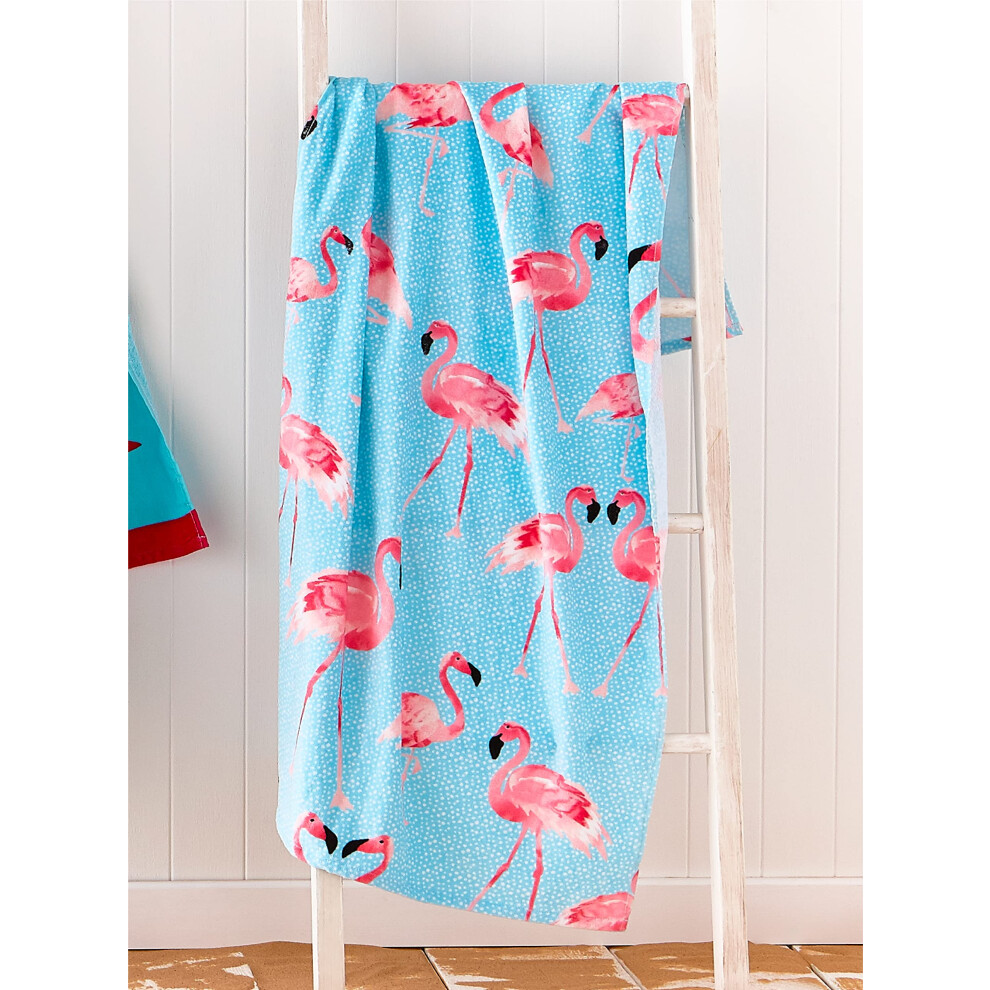 Catherine Lansfield Flamingo Beach Towel Blue