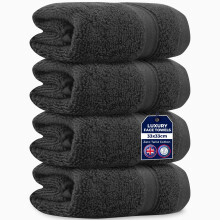 Towelogy 4 Packs Zero Twist Face Cloths 33x33cm - 100% Cotton Washcloths Absorbent & Super Soft Hotel Quality Towels | Oeko-Tex Certified (4, Charcoal