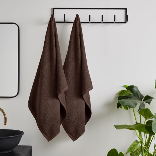 Catherine Lansfield Catherine Lansfield Quick Dry Cotton 90x140 cm Bath Sheet Pair Chocolate