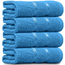 Towelogy? Luxury Egyptian Cotton Face Cloth Flannel Fingertip Towels Set 500 GSM Supersoft and Highly Absorbent Washcloths 30x30 cm (Pack 4, Teal
