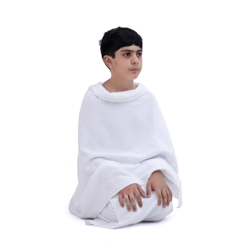 Ihram Ehram Ahram For Kids Hajj And Umrah - 2 Towels, - Hygienic Natural 100% Pure Combed Cotton Light Weight Towels 80 X 156 Cm White Sweetneedle