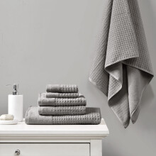 Madison Park Spa Waffle 100% Cotton Luxurious Towel Set, Premium Texture Waffle Weave, Highly Absorbent, Quick Dry, Hotel & Spa Quality Wash Clothes