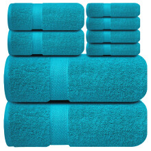 Infinitee Xclusives Premium Bath Towel Set 8-Piece (2 Bath Towels, 2 Hand Towels, 4 Washcloths), Super Absorbent Soft 100% Ring-Spun Cotton for Spa,
