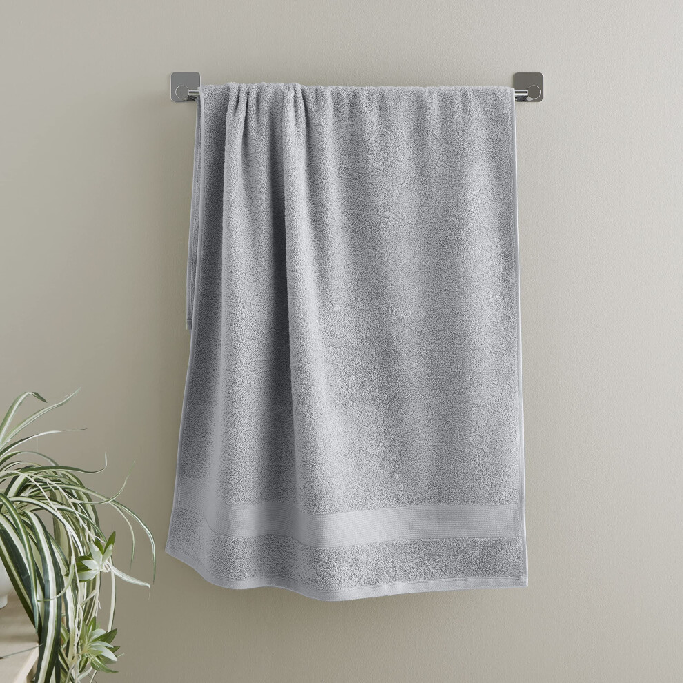 Catherine Lansfield Bathroom Anti Bacterial 500 Gsm Soft & Absorbent Cotton Bath Sheet Silver Grey Silver,Grey