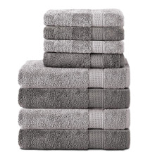 Komfortec Set of 8 Hand Towels 100% Cotton, 4 Bath Towels 70 x 140 cm and 4 Hand Towels 50 x 100 cm, Terry Cloth, Soft, Towel, Large,