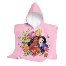 hermet, Disney Princesses Beach Towel with Hood, Maxi Beach Poncho for Children, 60 x 60 cm, Beach or Pool Towel, 100% Soft Cotton
