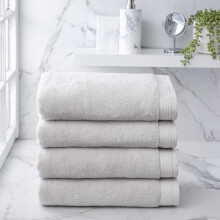 Welhome Madison Luxury Bath Towels | 4 Piece Set in Grey | Innovative Hygro-Cotton Technology | Super Absorbent | Quick Dry | Lightweight Shower