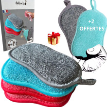 Washable Microfibre Sponge Kit - Magic Antibacterial Hygienic Double Sided Scouring Brush - Household Kitchen Bathroom