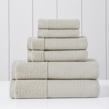 Modern Threads Waffle-Rib 6-Piece Towel Set ? Premium Cotton Bath Towels, Ultra-Absorbent & Soft, Elegant Waffle Texture for Bathroom & Spa, Taupe