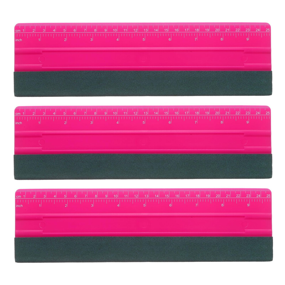 Sourcing Map 3Pcs Vinyl Wrap Squeegee 9.8" Felt Edge Wrap Scraper With Ruler Vinyl Squeegee Window Tint Tool For Decal Wallpaper Window Car Wrapping, 5051221379104