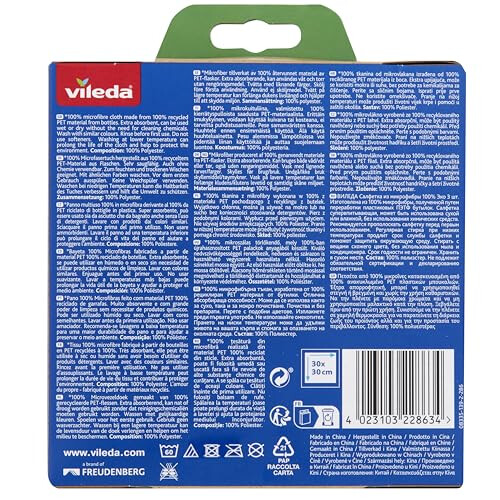 Vileda Vileda Microfibre Recycled 3 Cloths, Multicolor, Polyester, 3 Units (Pack of 1) 2