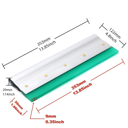 14 Inch Screen Printing Ink Squeegee with Aluminum Handle, 75 Durometer, Flat Squeegee for DIY Hand Printing, Flat Patterns 1