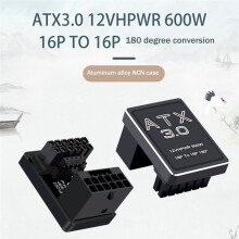 PCIE 5.0 Grafikkarte, ATX 3.0 Netzteil, 12 V HPWR, 12+4 A, 16-polig, 600 W, Stecker auf Buchse, 180-Winkeladapter, silberfarben