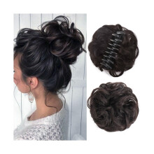Messy Hair Bun Synthetic Chignon Clip Hairpiece Wavy Curly Extensions for Women Natural Volume