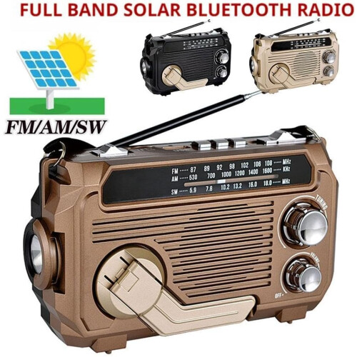Emergency Solar Radio with Hand Crank Bluetooth, 12000mAh, Flashlight, Multiple Charging Modes 1