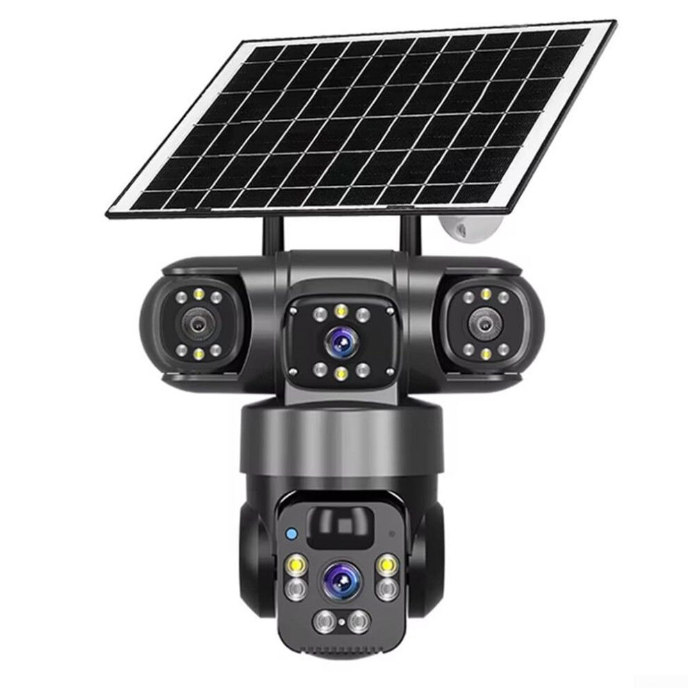Solar Wifi Security Camera Outdoor 4K Dual Lens 360 Degree Ptz Ip66 Waterproof 8000Mah Battery Night Vision Black 9189345114908
