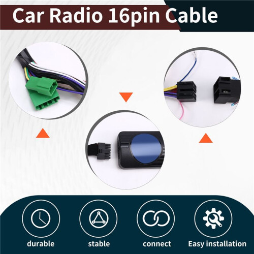Pour   Hatchback Câbles Adaptateurs Wries Câble D'Alimentation pour Autoradio Android 16 Broches 2006+ ISO 1