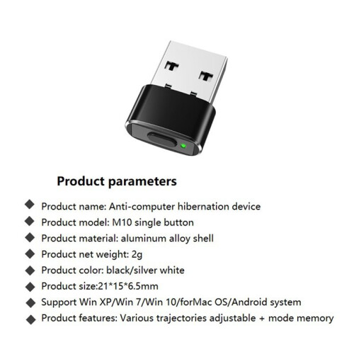 Mouse Jiggler /Off Button USB Mouse Movement Simulator for Office Automatic Undetectable Mouse Jiggler Black 2