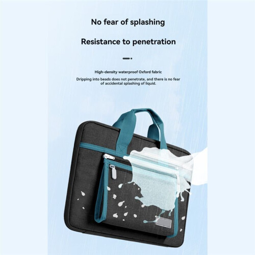 Bolsa Impermeável para Laptop, Bolsa para Tablet, Bolsa Portátil para Notebook, 13,3-14 Polegadas, Preta+Turquesa 2