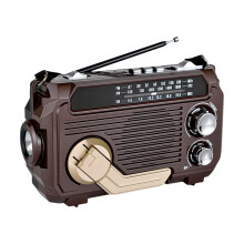 Vintage Bluetooth Solar Radio with AM FM SW, Rechargeable Battery, Hand Crank for Camping Outdoors Wine Red