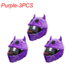 Helmaccessoires: Pluche beschermhelm met cartoonprint, paars - set van 3
