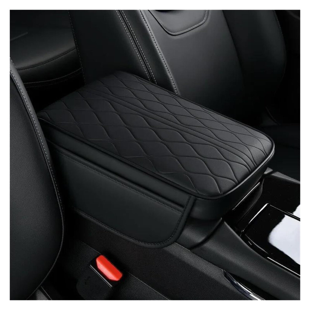 Leather Memory Foam Car Armrest Pad, Universal Height Cushion For Center Console Protection, Black 9189345115202
