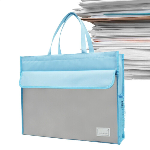 File Business Briefcase Pouch, A3 Document Storage Bag, Large Capacity Blue