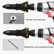 Nietmutter-Adapterset AKAPE – Niet für Akku-Bohrschrauber, Nietzange, elektrisches Nietmutter-Nietwerkzeug 2,4–4,8 mm (Schwarz)