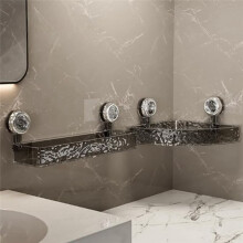 Ablage mit Saugnapf im Gletscher-Design, transparent, fächerförmig, ohne Bohren, für Badezimmer und Dusche, im leichten Luxus-Stil