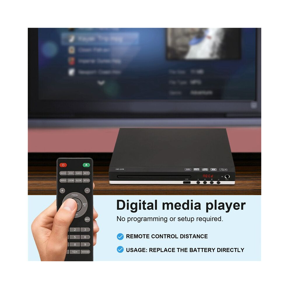 Hd 1080P Cd/Evd/Vcd Dvd Player Outputs Home Digital Media Player With Usb And Microphone Uk Plug 6033846178408
