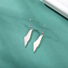 B Silberfarbene Palästina-Karten-Ohrhänger für Damen, Länderkarte-Anhänger, Edelstahl-Schmuck