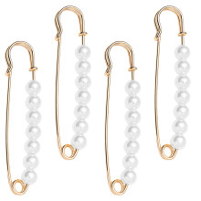 4Pcs Pearls Embellished Waist Tighteners Waistband-Gold