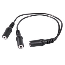 28cm 3.5mm Female to Dual Jack Female Y Splitter Stereo Audio Cable Black