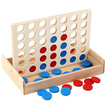 Four Wins Wood, Children's Board Game 4 Win Battle Strategy Game Board Game Four in a Row on Travel for Adults Children Outdoor Travel On the Go Games