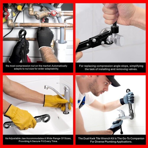 Plumbing Wrench with Automatic Size Adjustment, Pipe Reamer, Ergonomic Grip for Angle Stop Installations 1
