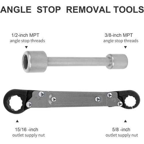 Plumbing Wrench with Automatic Size Adjustment, Pipe Reamer, Ergonomic Grip for Angle Stop Installations 2