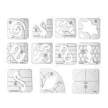 Telaio per quilting per modelli, set per quilting a mano libera FMQ Grip5Series, 11 modelli in acrilico spessi 3 mm con piedino righello per macchina