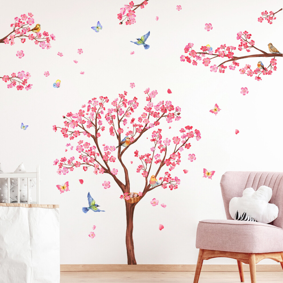 Romantic Wall Art, Cherry Blossom Decal for Bedroom Living Room, Vibrant Accents Freshness Vitality, Easy Application on Smooth Surfaces, Decorative f