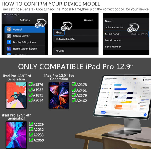 Μαγνητική βάση για iPad Pro, ρυθμιζόμενη γωνία βάσης με συμπαγή κατασκευή αλουμινίου 1